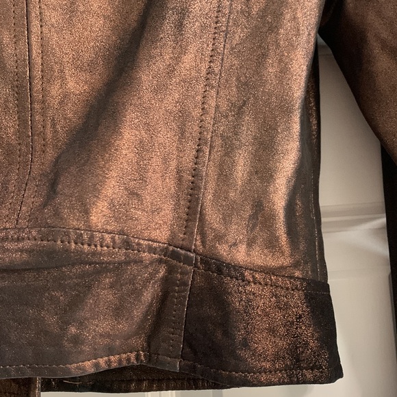 NWT $595 Lamarque Donna Metallic Leather Moto Jacket XS Z147-14 - Picture 9 of 9